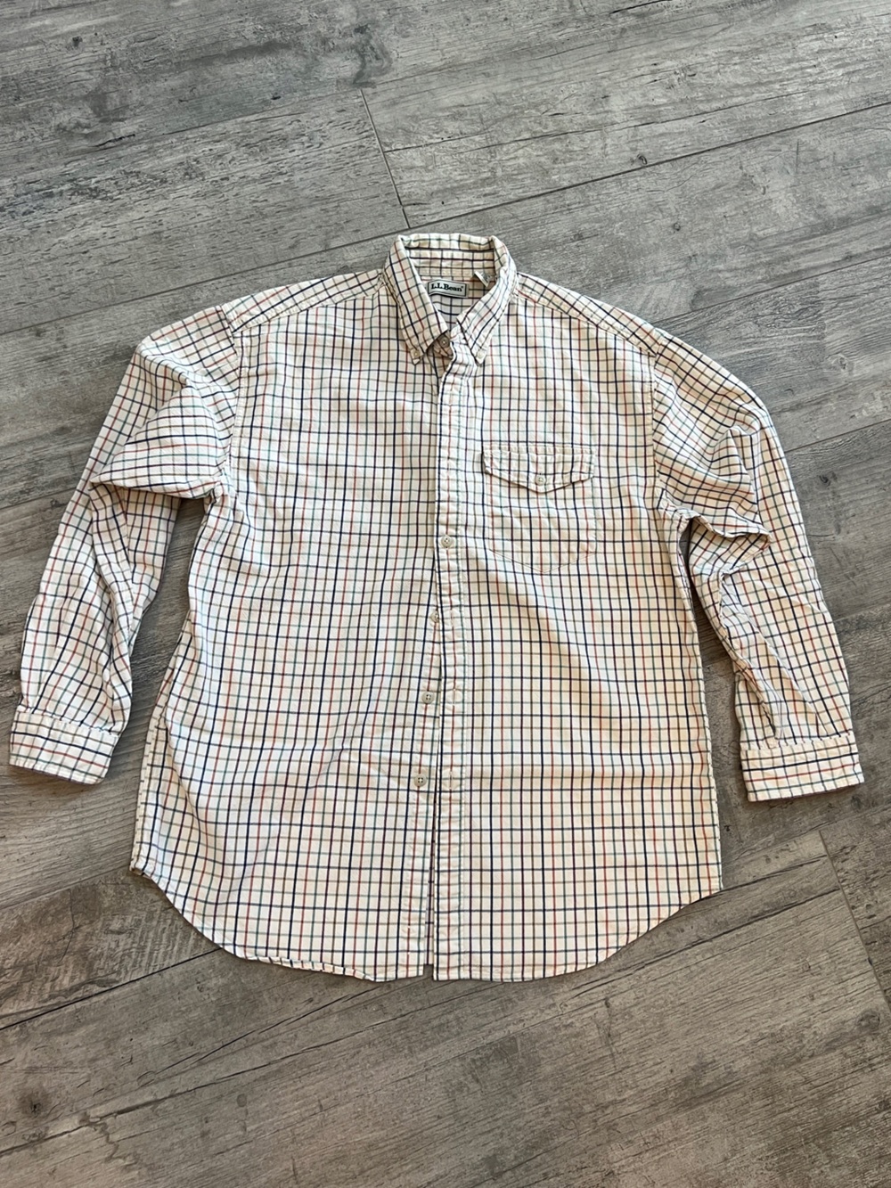 Vintage 90’s  L.L. Bean Striped 100% Cotton Button-Down Shirt Sz L